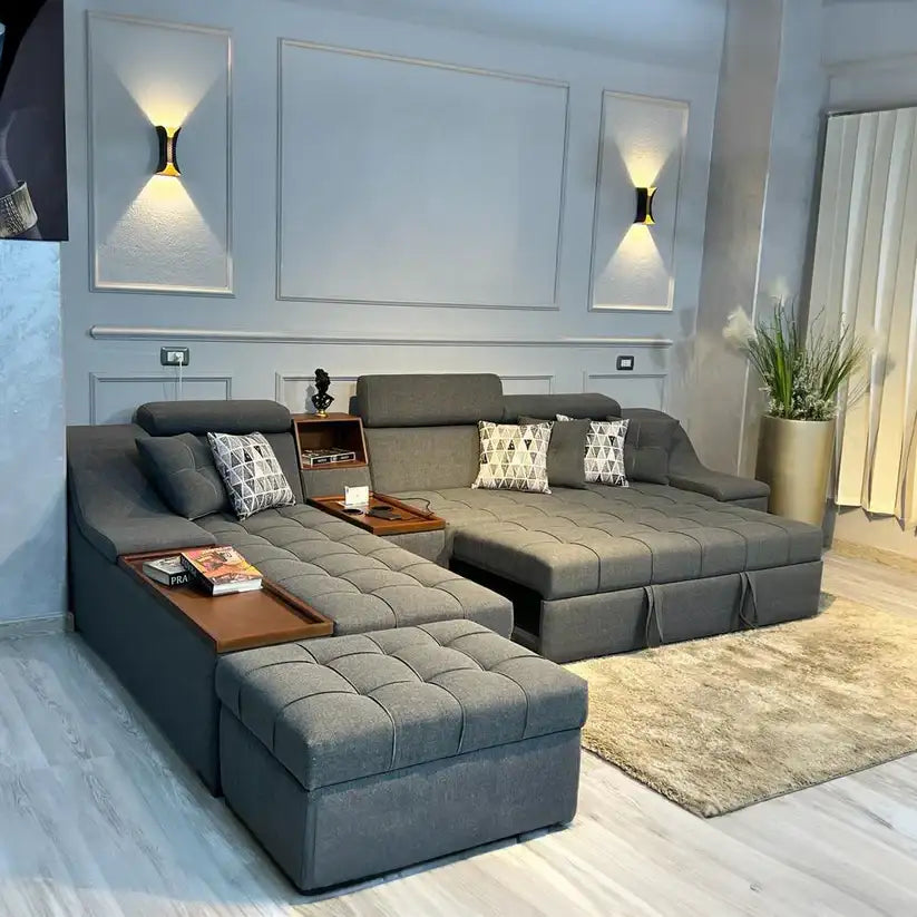 Modern L-Shaped With Pouf VL-FH-4003